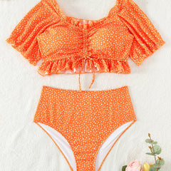 Floral Print Drawstring Bikini Set Women's Plus Boho Bathing Suit