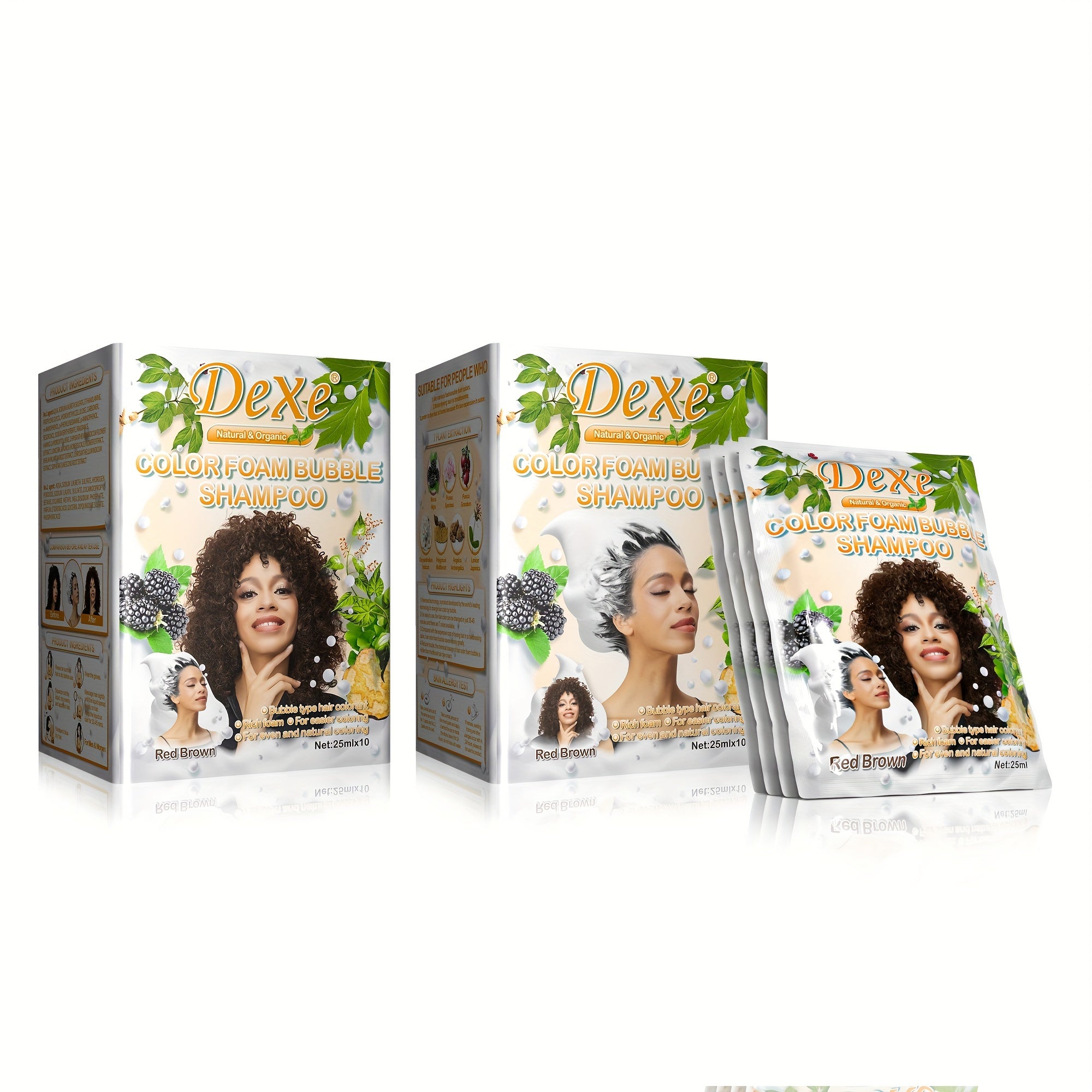 25ml Bubble Hair Dye Shampoo - Natural & Long Lasting - Men & Women - 10pcs