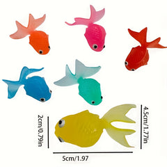 12pcs Kids' Summer Fun Floating Goldfish Toy Soft Rubber