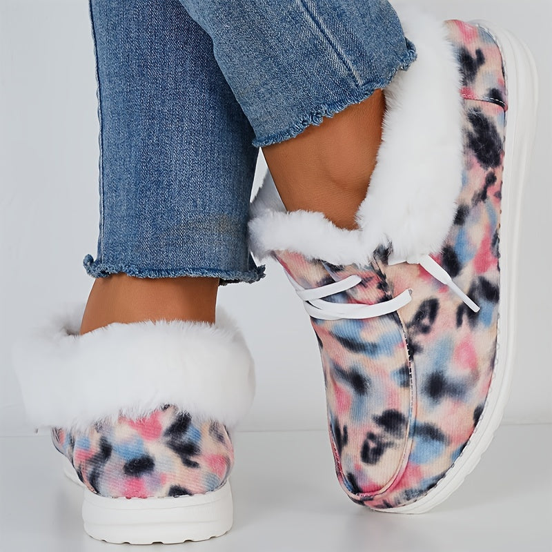 Women's Tie Dye Non-Slip Walking Sneakers Comfortable Warm Sport Shoes
