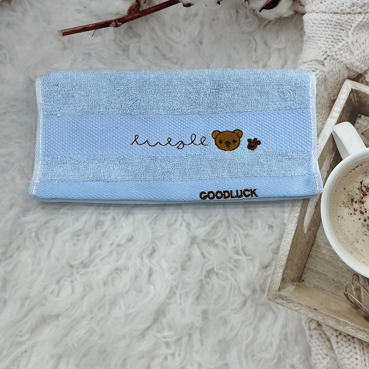 4pcs Bear Embroidered Face Cleaning Towels