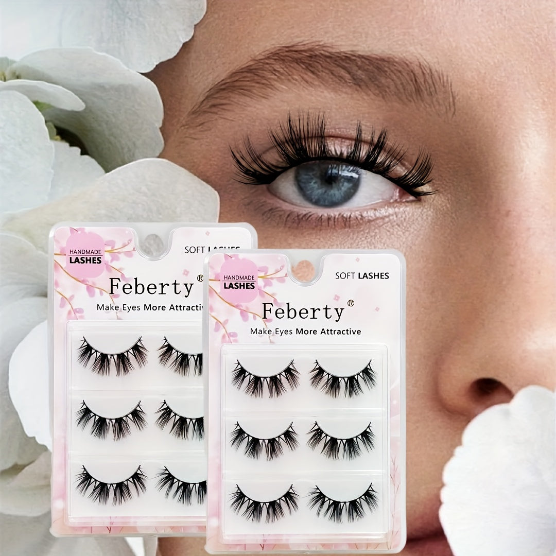 3D Faux Mink Lashes Soft Wispy Fluffy False Eyelashes Curly 3 Pairs