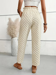  Women's Textured Button High Rise Straight Leg Trousers