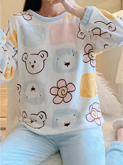 Warm & Bear Pattern Long Sleeve Pajamas