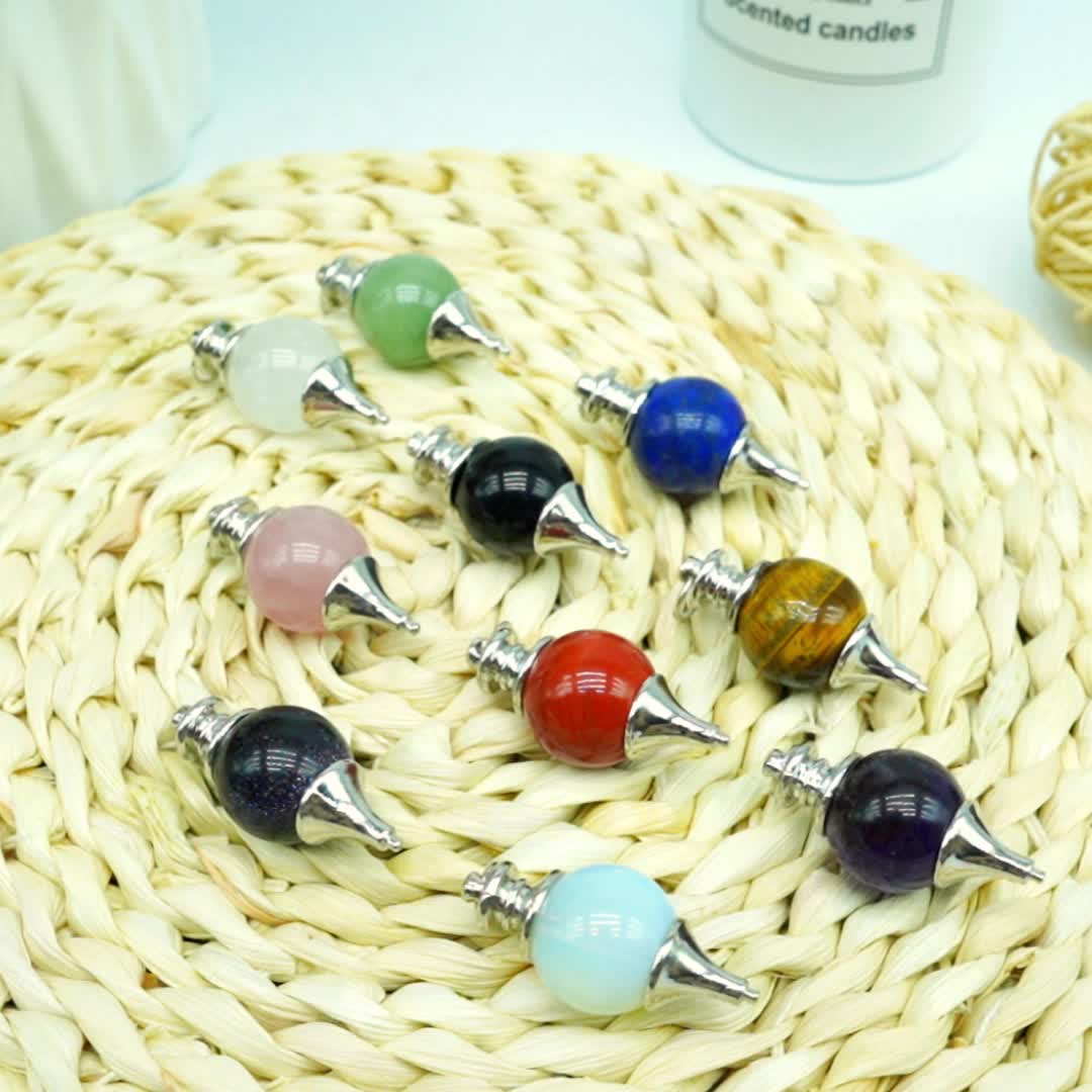 Soul Pendulum Roundness Healing Crystal Necklace Wire Wrapped