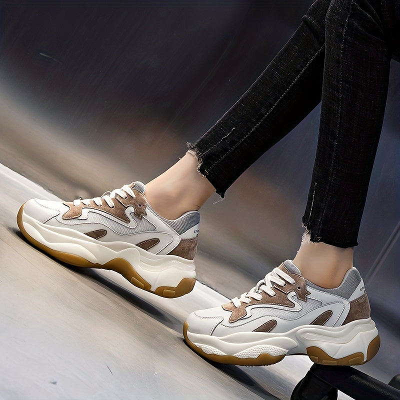 Non Slip Breathable Athletic Chunky Sneakers Lace Up Running Shoes
