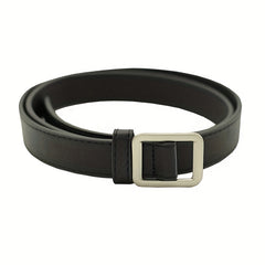 Non Porous Solid Square Buckle PU Leather Belt For Women Men
