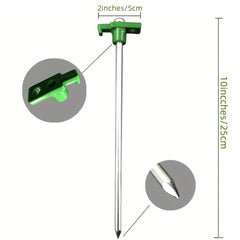 10pcs Stainless Steel Tent Ground Nails with Ropes & Stopper