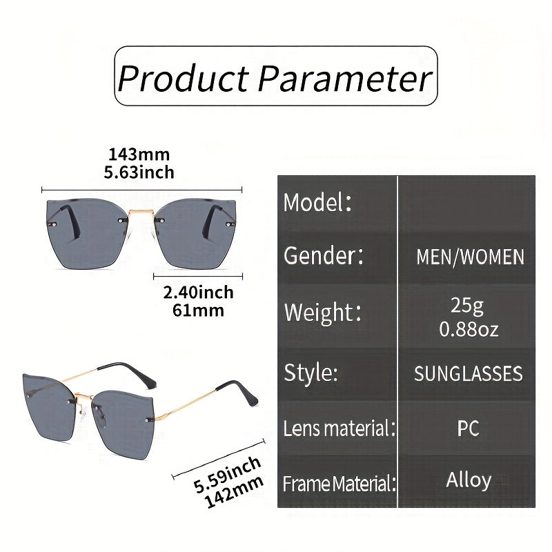 Cat Eye Rimless Sunglasses Gradient Glasses UV400