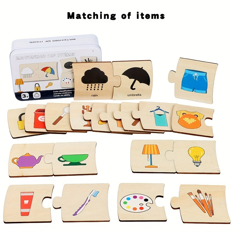 Wooden Shape & Animal Matching Puzzle Toy for Preschool Cognitive Development