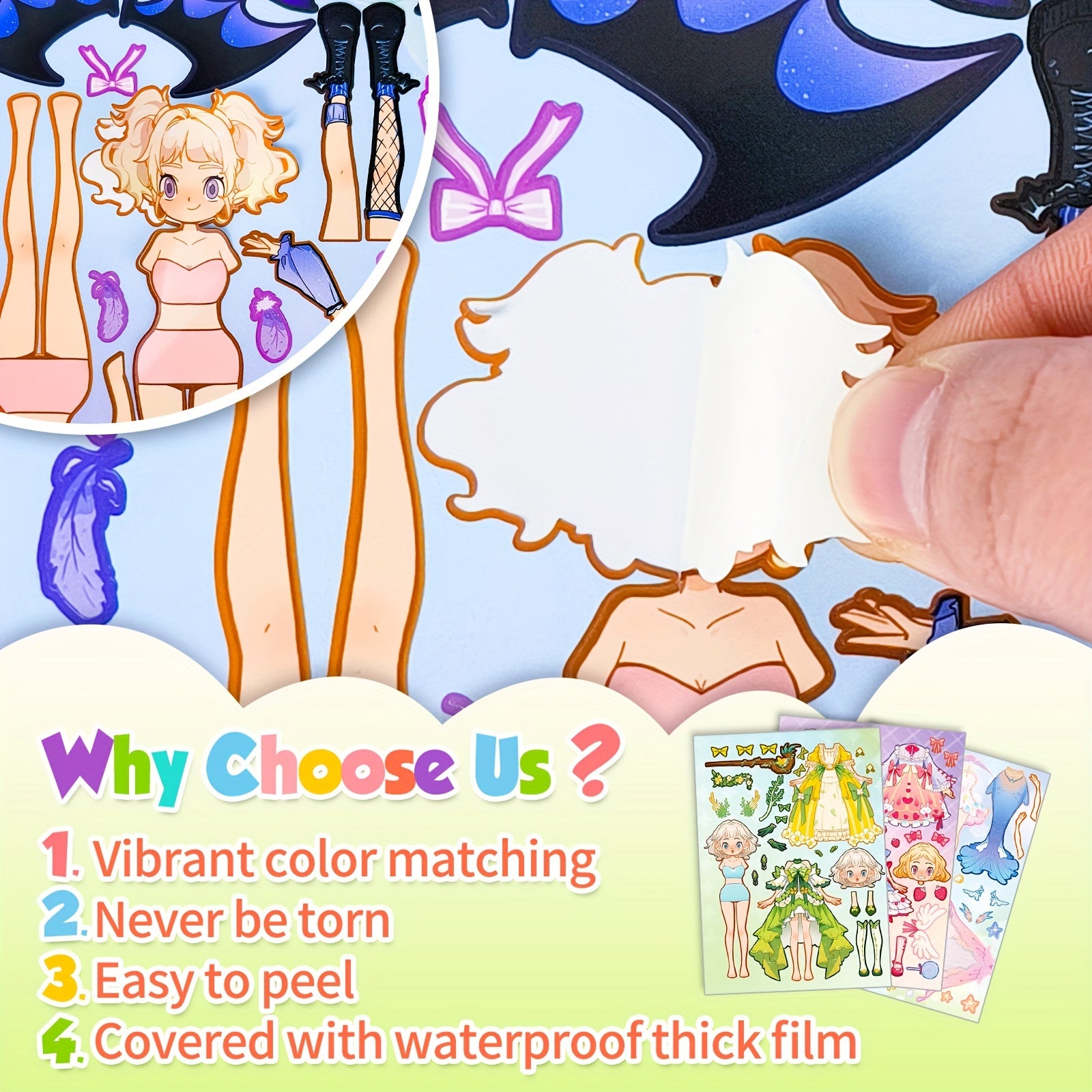 6 Sheets Cartoon Pink Beauty Stickers for Party Puzzle Fun DIY