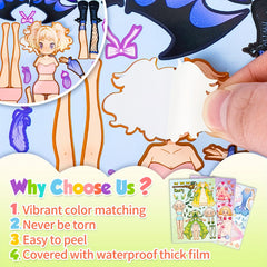 6 Sheets Cartoon Pink Beauty Stickers for Party Puzzle Fun DIY