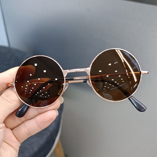 Boys Vintage Round Frame Sunglasses Lightweight Metal Sunglasses