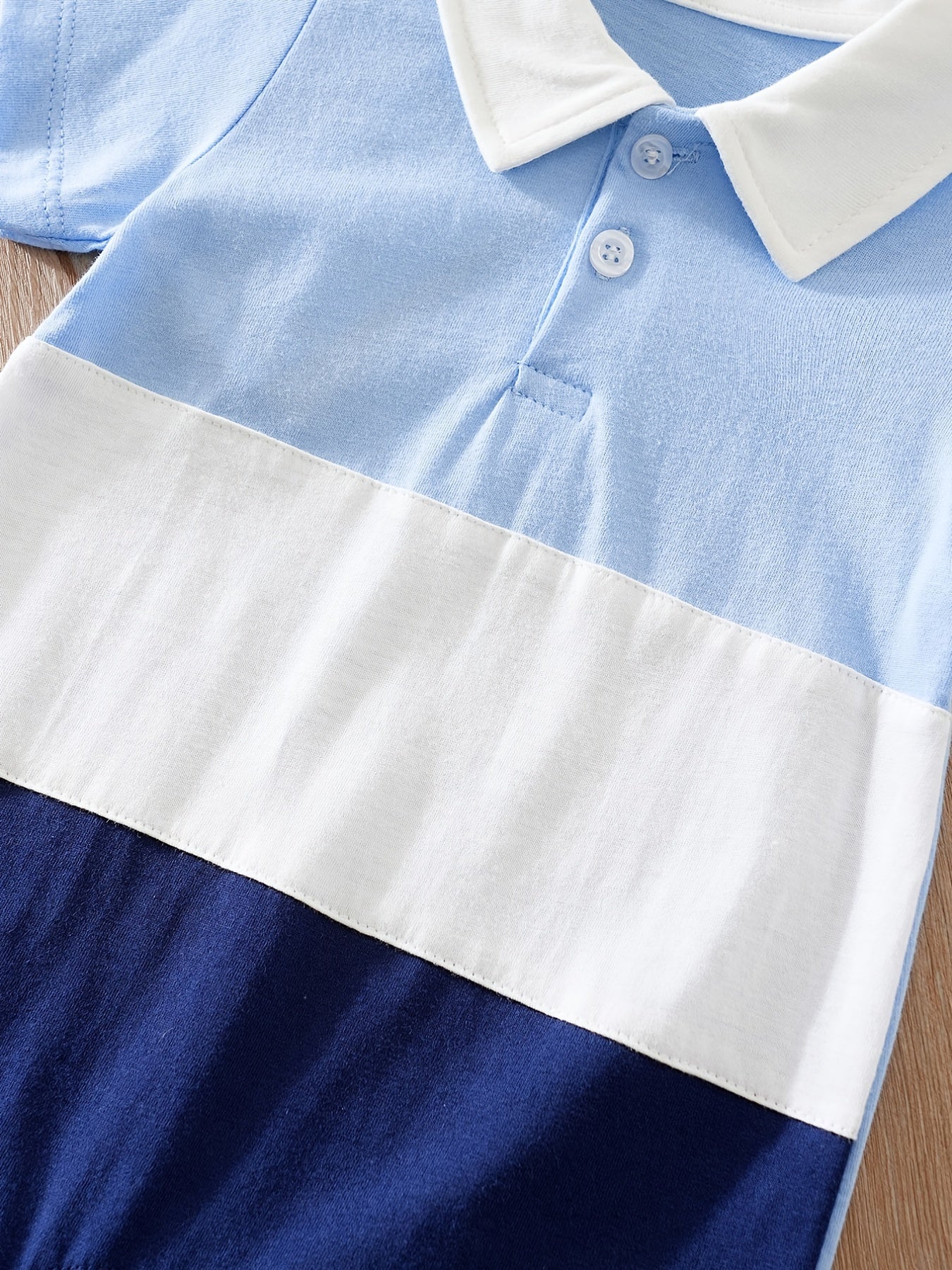 Baby Boys Casual Block Short Sleeve Romper