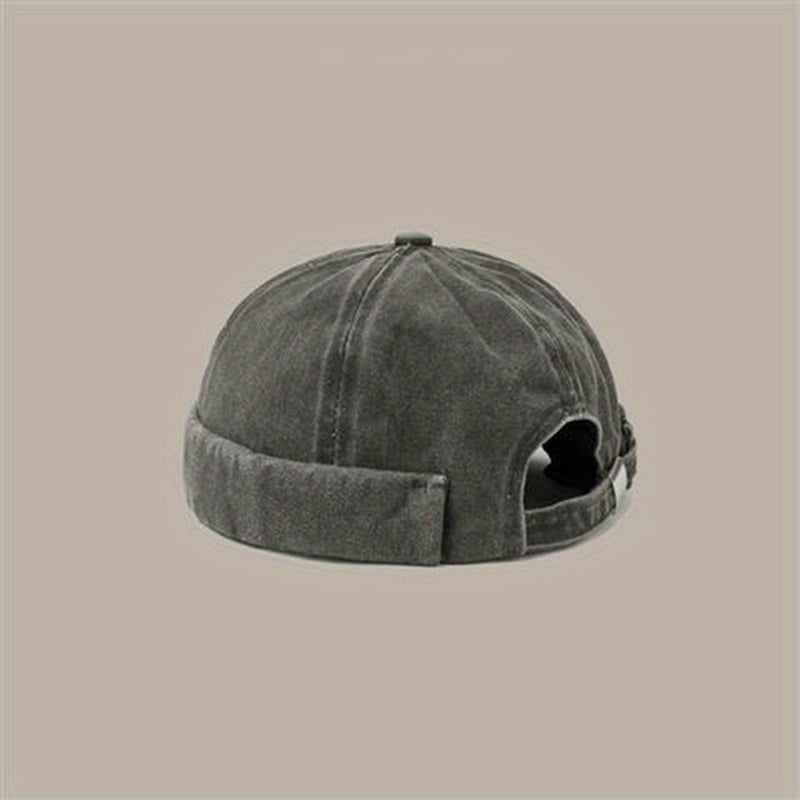 Retro Cotton Brimless Hat with Adjustable Cuff