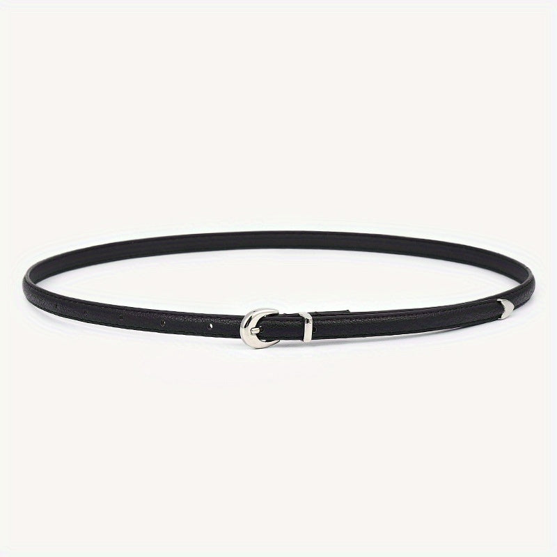 Oval Buckle PU Belt Candy Dress Pants Belt Women Thin Waist Belts