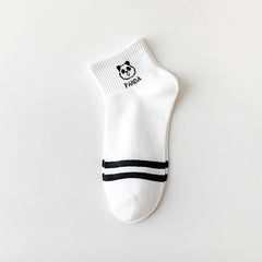 5 Pairs Women's Panda Print Cotton Ankle Socks