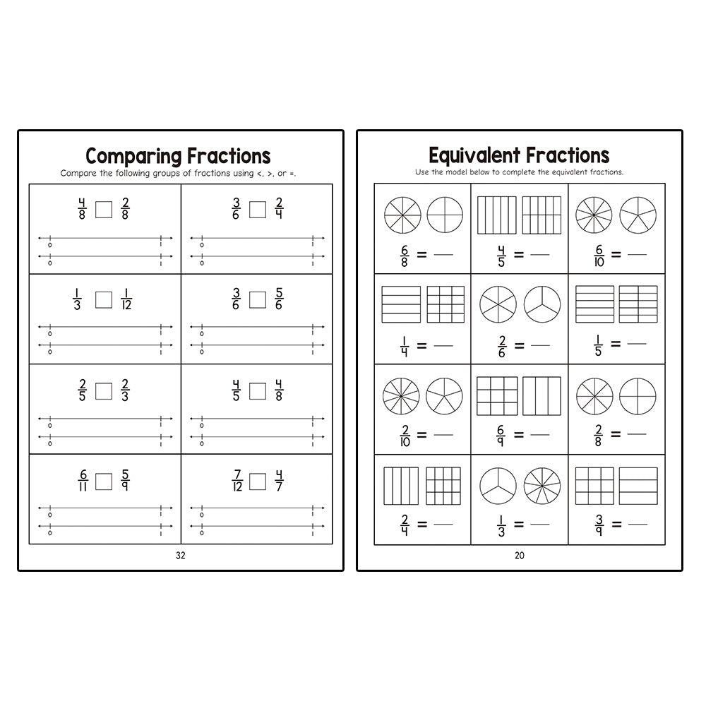 LACHILLY'S Fraction Learning & Practice Workbook 3-4 Math