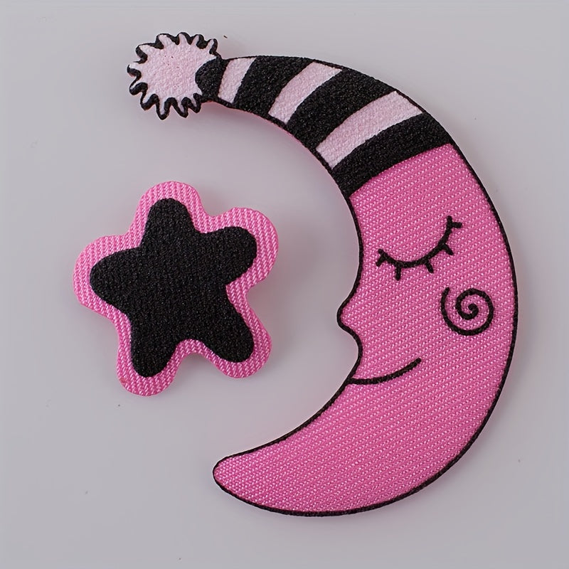 6PCS 3D Moon And Star Cloth Stickers Children's Clothing Decoration DIY Patch