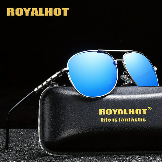 RoyalHot Pilot Frog Mirror Metal Polarized Sunglasses