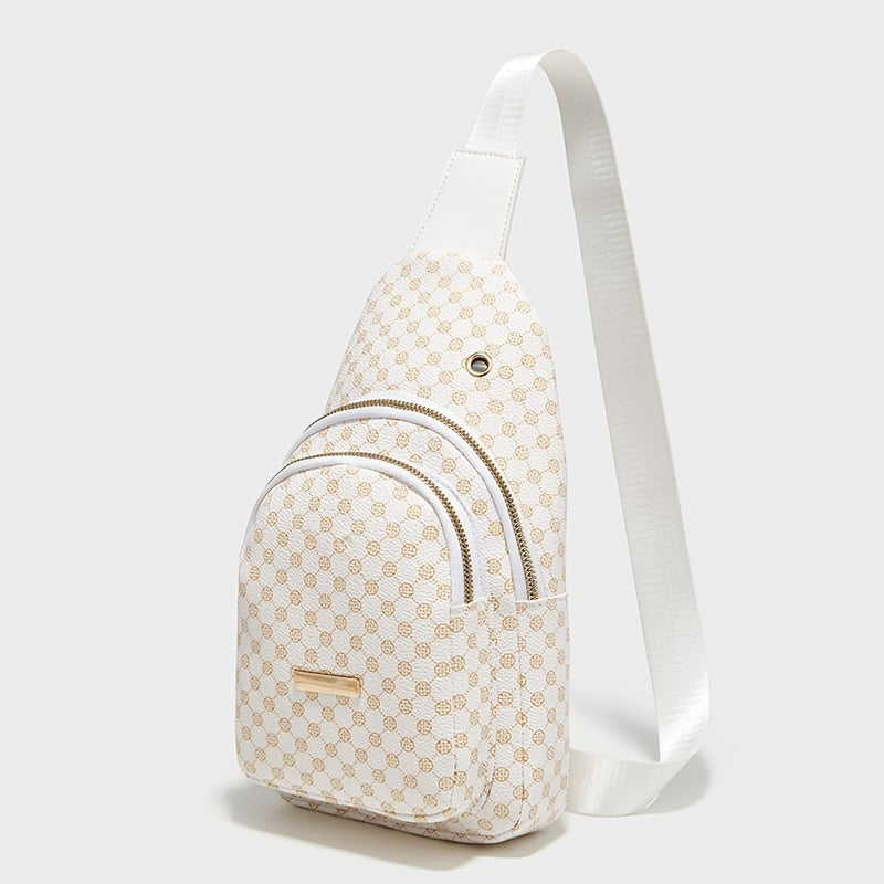 Geo Print Sling Bag PU Leather Crossbody Bag