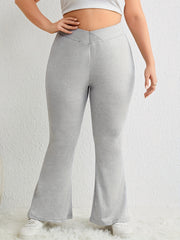  Women's Solid Flared Leg High Rise Trousers