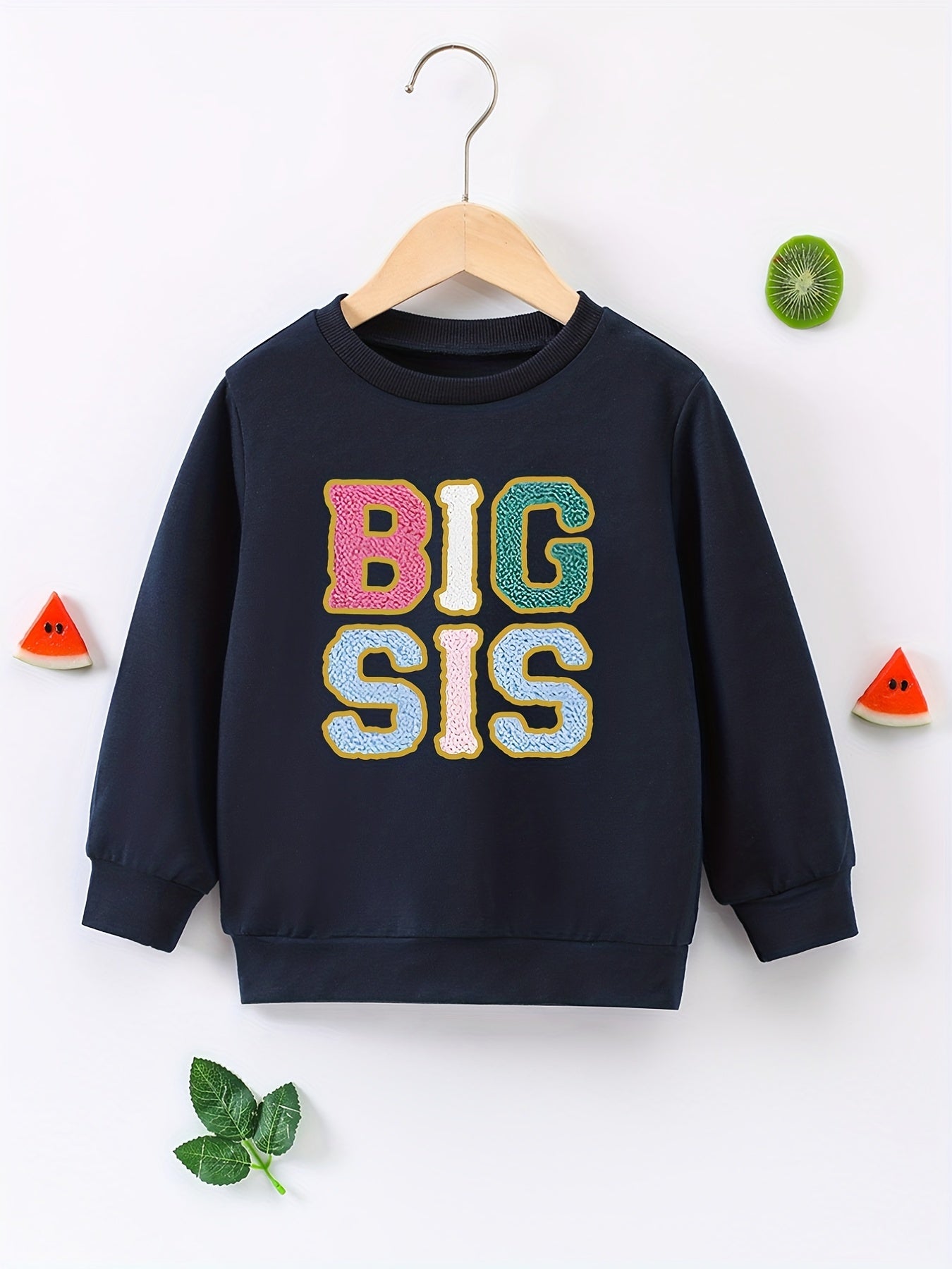 Big Sis Graphic Girls Sweatshirt Comfort Fit Kids Tops Pullover