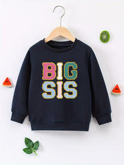 Big Sis Graphic Girls Sweatshirt Comfort Fit Kids Tops Pullover