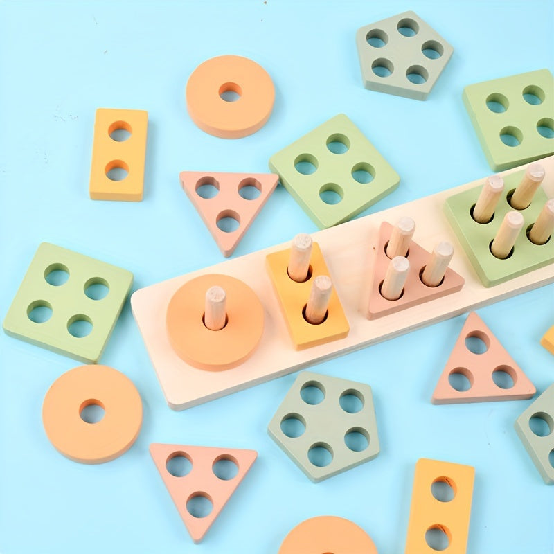 Wooden Geometric Shape Puzzle Toy Set for 18 Months