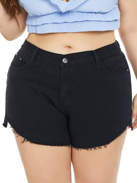  Mid Rise Straight Leg Denim Shorts