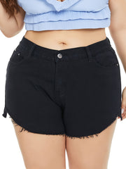  Mid Rise Straight Leg Denim Shorts