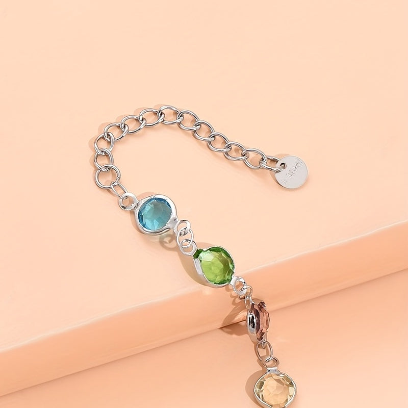 Colorful Zircon Stainless Steel Bracelet