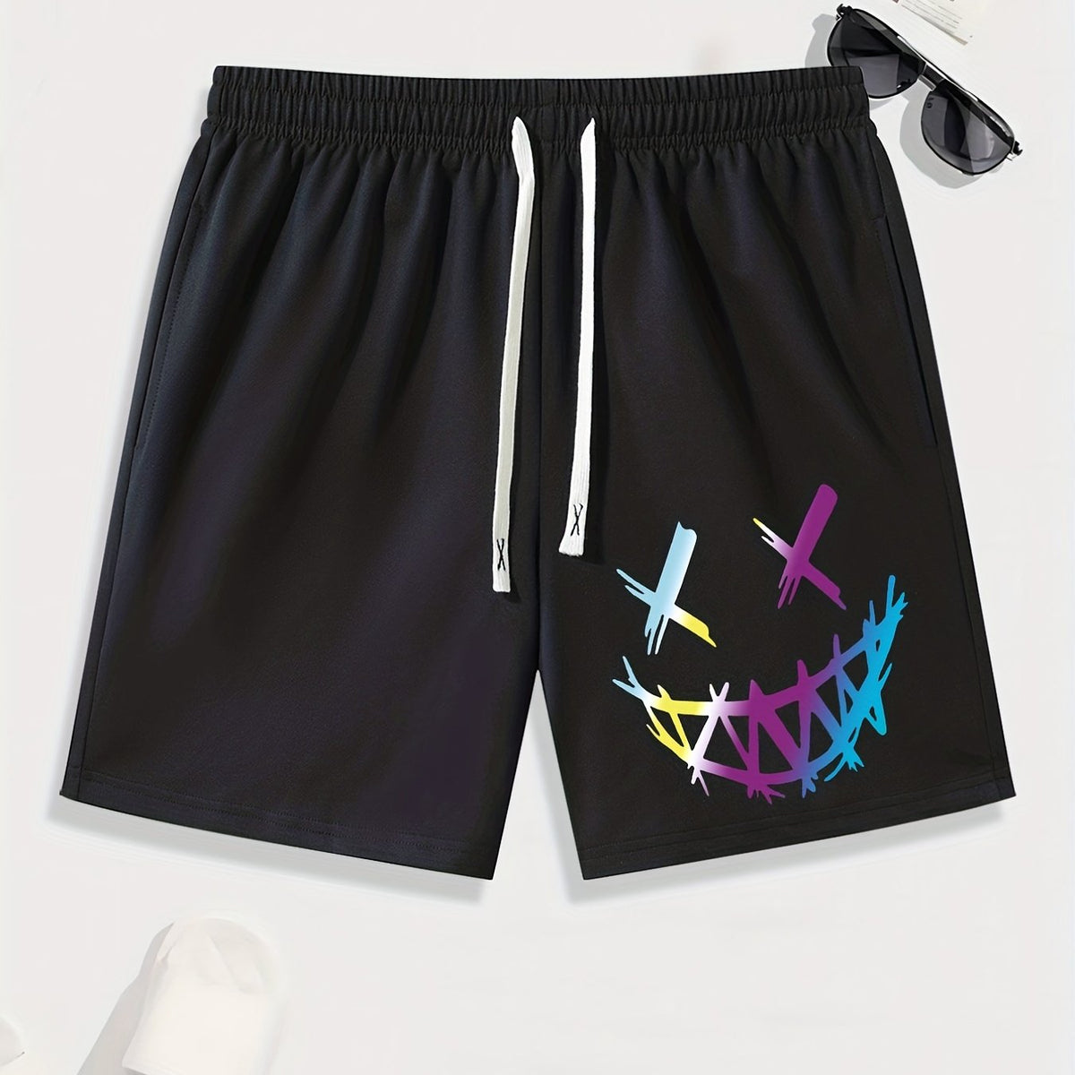 Men's Graphic Print Drawstring Stretchy Short Pants