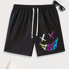 Men's Graphic Print Drawstring Stretchy Short Pants