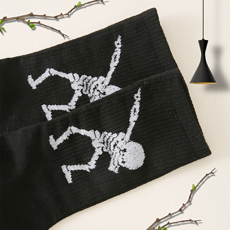 Skull Pattern Crew Socks Women's Stockings