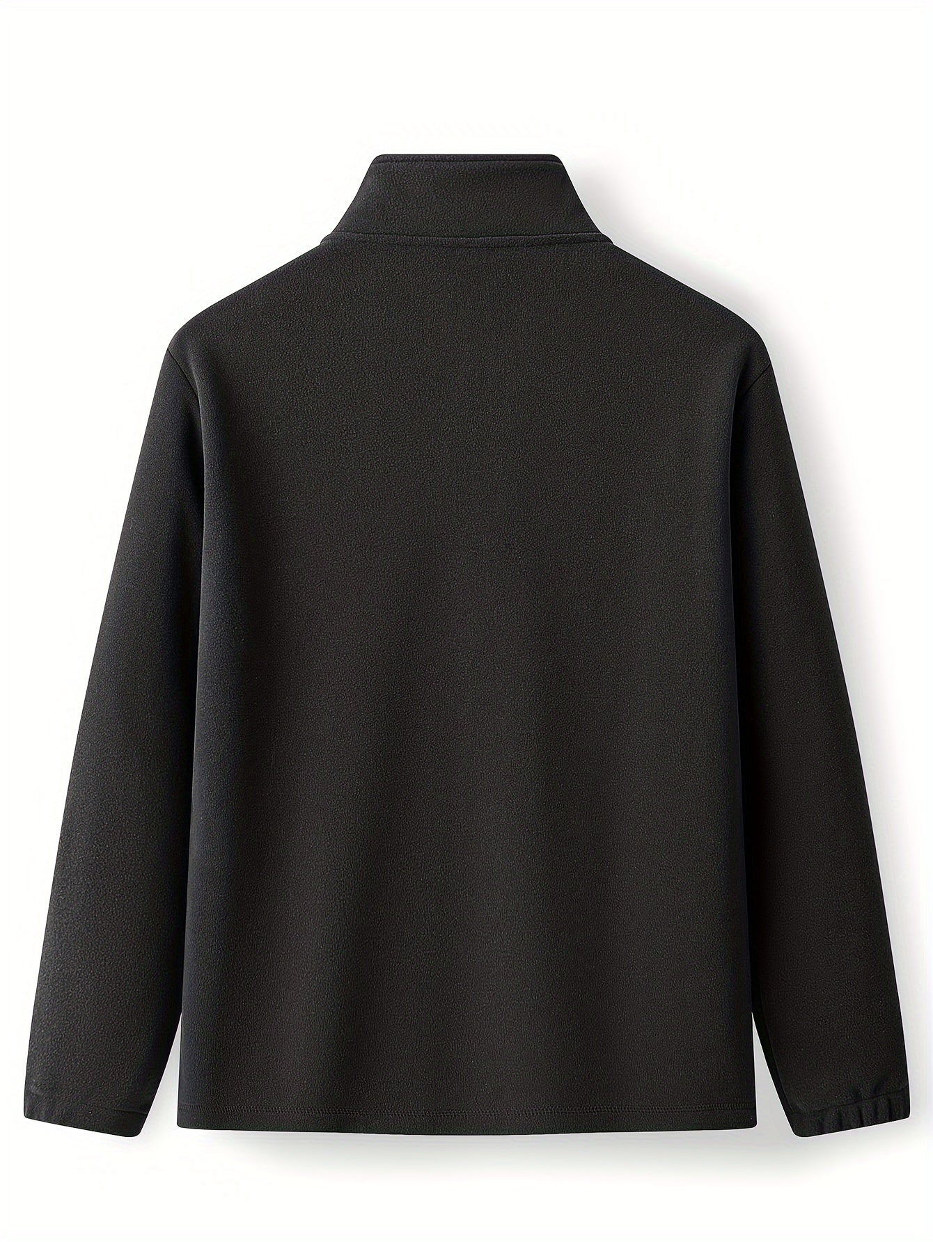 Men's Solid Fleece Jacket Zip Up Long Sleeve Top