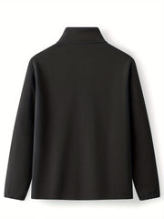 Men's Solid Fleece Jacket Zip Up Long Sleeve Top