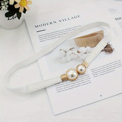 Faux Pearl Thin Belt for Women Dress Decoration