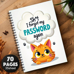 Spiral Password Notebook Orange Cat Internet Logins Funny Design