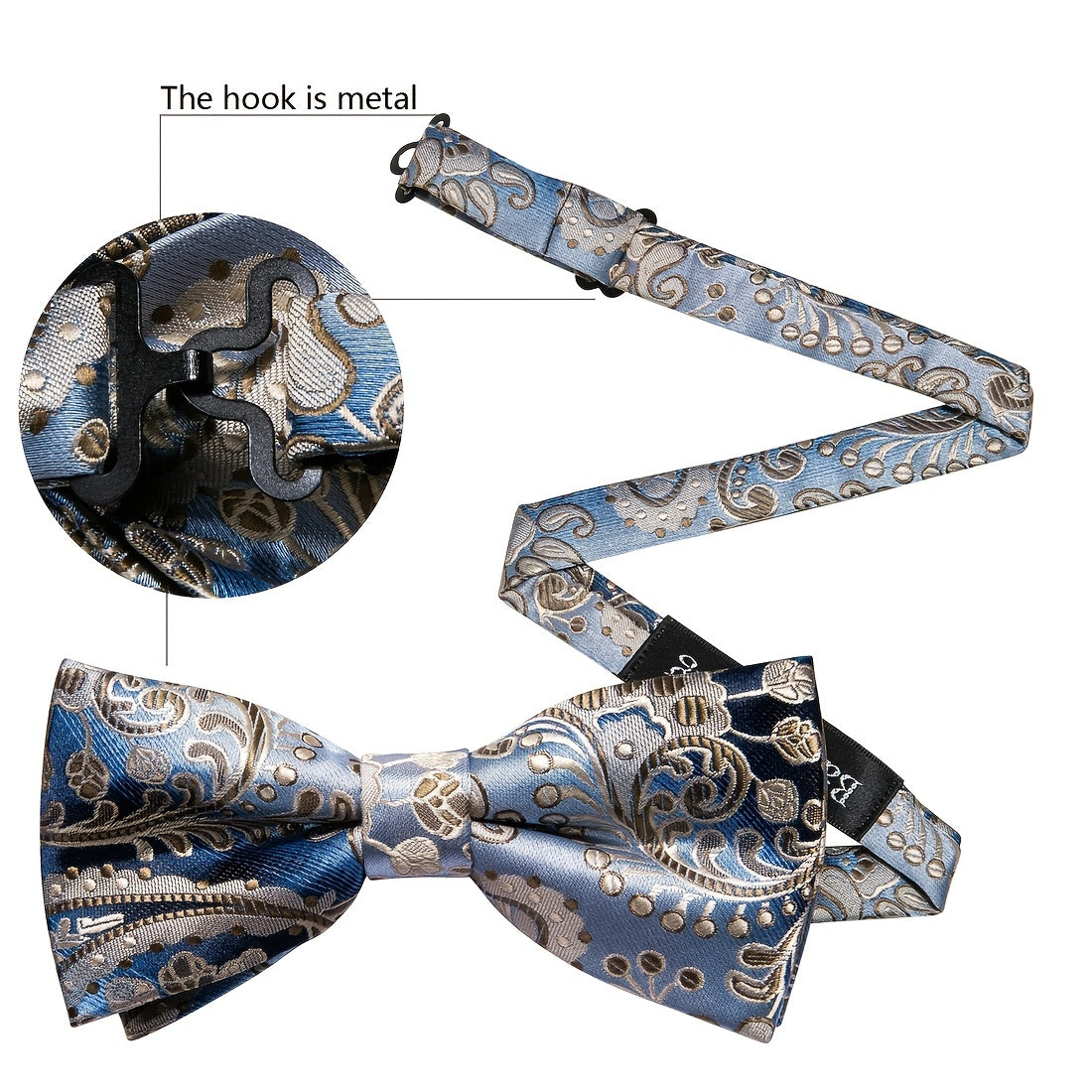 Barry Wang Men's Bow Tie Braided Satin Paisley Pre Tie Adjustable Bow Tie