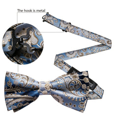 Barry Wang Men's Bow Tie Braided Satin Paisley Pre Tie Adjustable Bow Tie