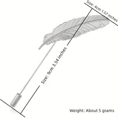 Men's Feather Insert Needle College Style Business Suit Brooch