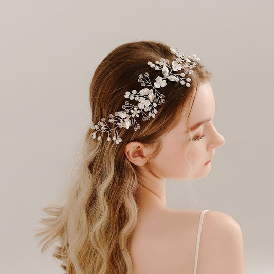 Crystal Bridal Headband Faux Pearl Hair Accessories For Women