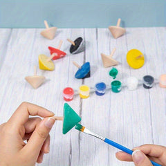 3pcs Handcrafted Wooden Tops with Unique Grain Patterns for Kids Ages 6
