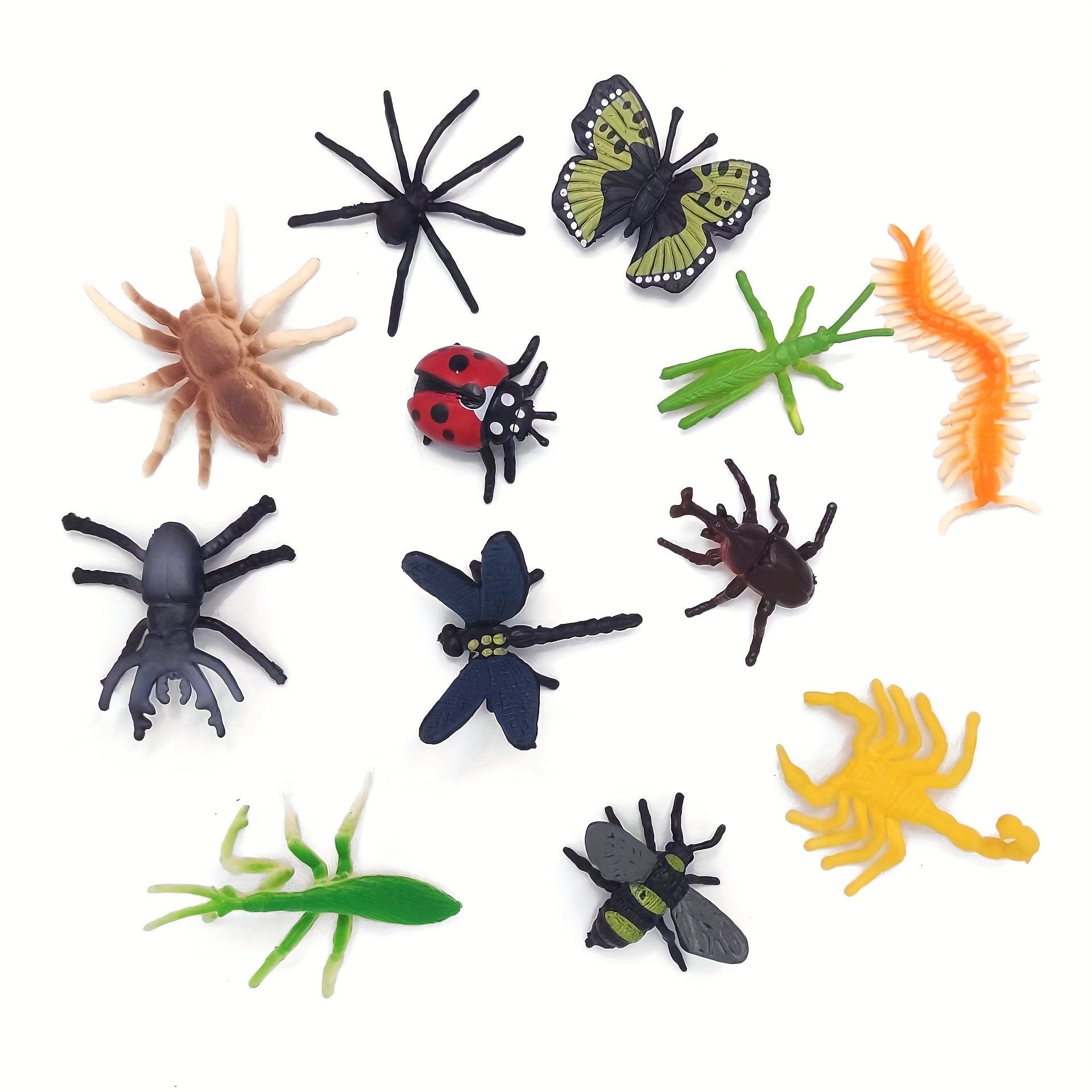 12pcs Mini Insect Models Kids Toys Spider Ladybug Beetle Ornaments