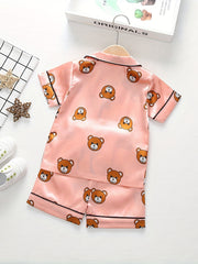 Boys Teen Bear Graphic Shirt & Shorts Set for Summer