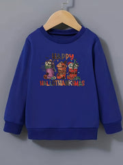 Halloween Beverages Pattern Round Neck Sweatshirt For Girls