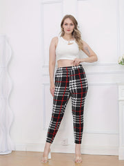  Plaid Print High Rise Skinny Trousers