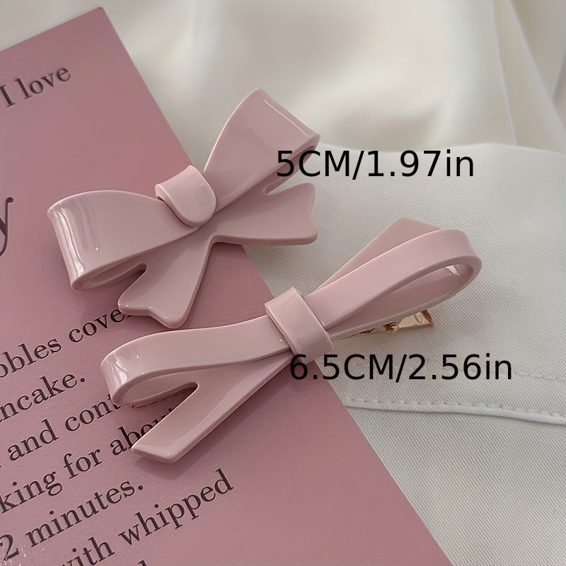 Pink Bow Acrylic Hair Clip for Women
