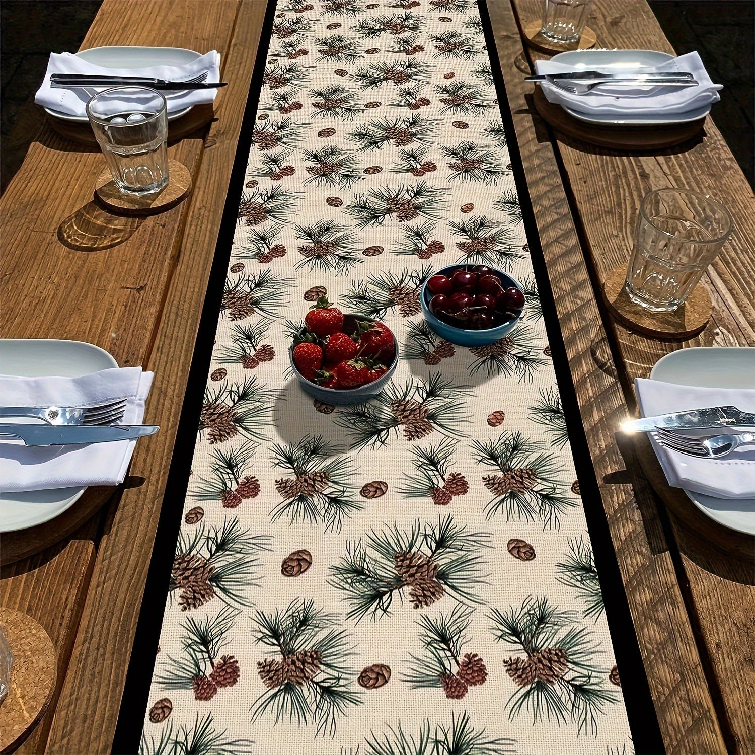 Winter Celebration Pine Cone Table Flag